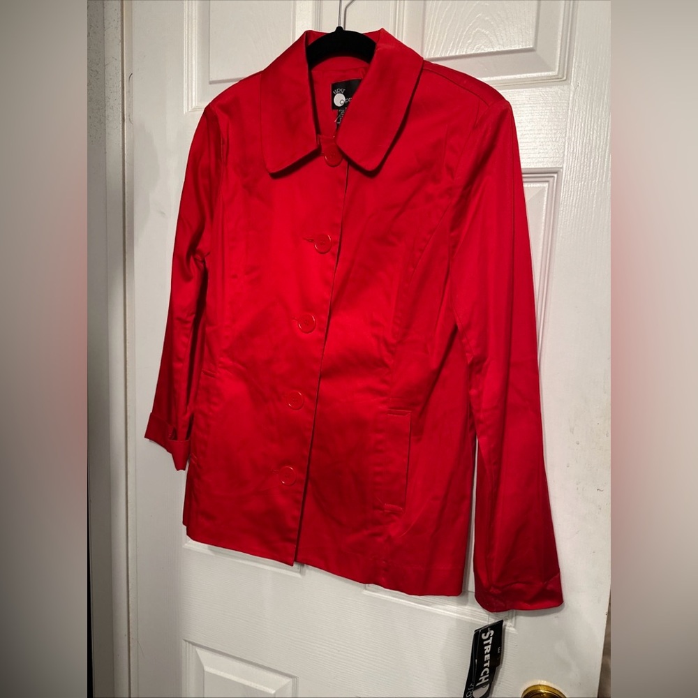 VINTAGE First Option 10 NWT Red Button Front Pant Length Stretch Jacket Blazer